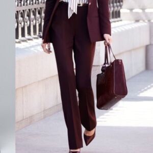 WHBM The Boot Burgundy Bootcut Textured Career Pants